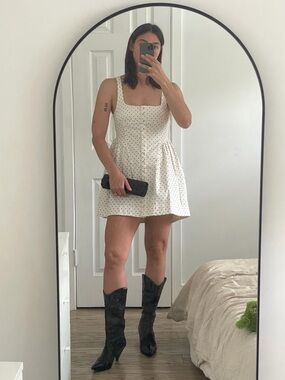 Mango Black Pointed-Toe Western Knee-High Boots with Heel